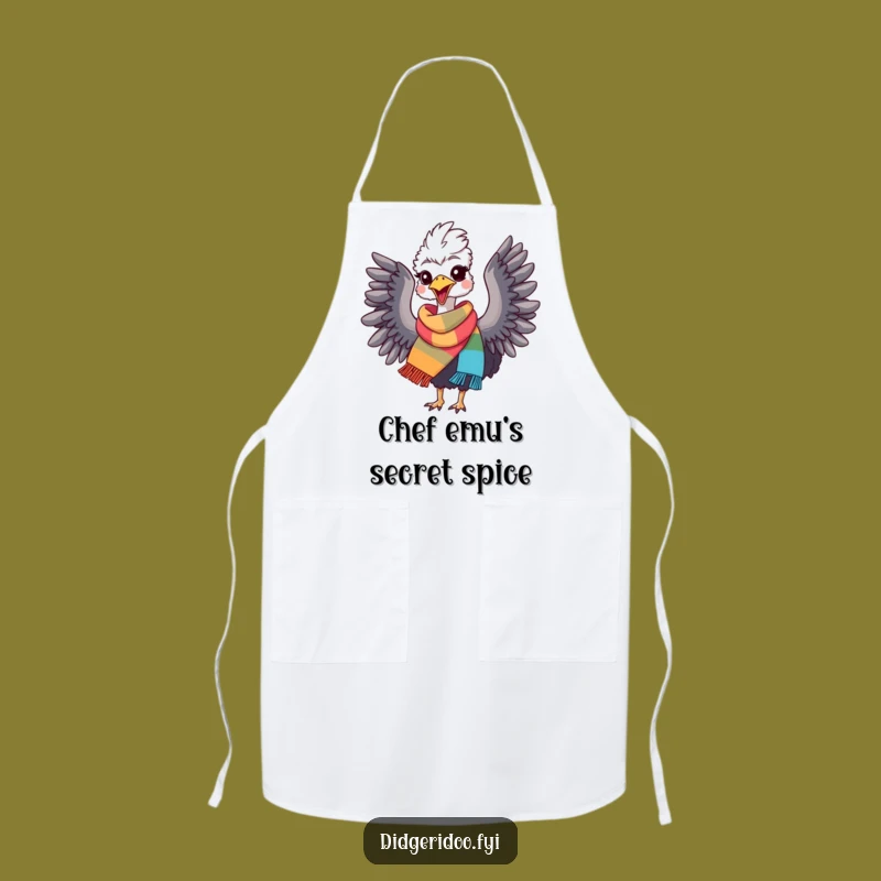 Funny Emu Delight Apron: Chef Bird in Scarf, Hilarious Kitchen Gift