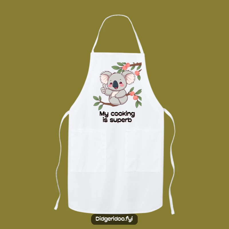 Funny Koala Thumbs Up Apron: Jovial Cook Character for Cheerful Kitchen