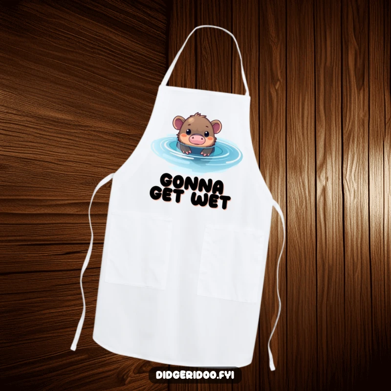 Funny Platypus Pool Apron: A curious platypus peeks from a shimmering blue pool, adding mysterious and funny vibes to your attire.
