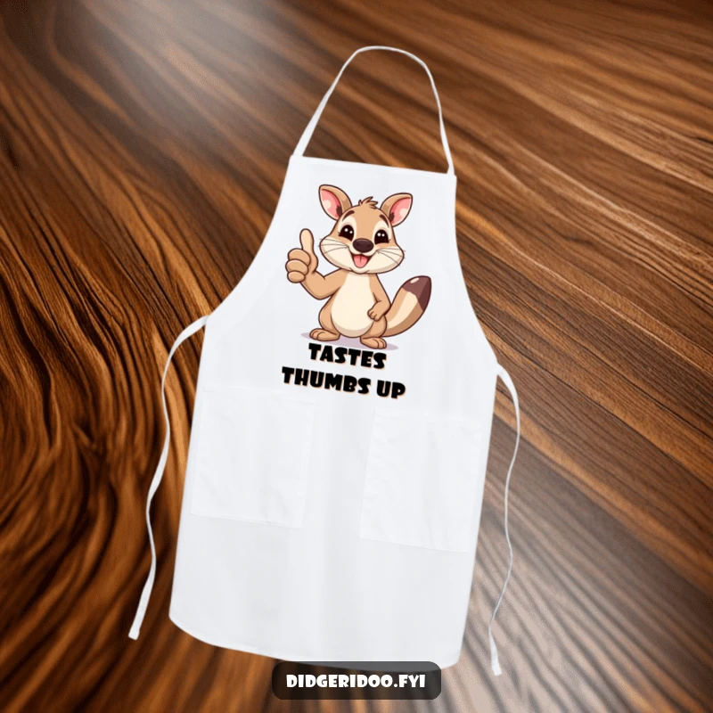 Funny Wallaby Apron: A happy wallaby gives a thumbs up with a wide smile, ready to help in the kitchen.