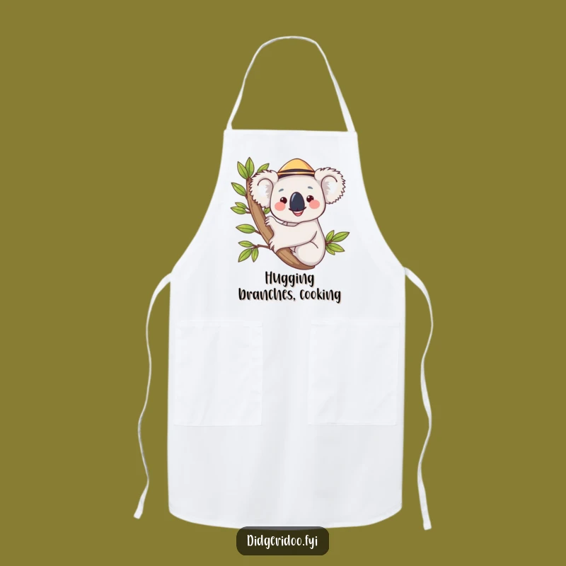 Funny Koala Hat Apron, Hugging Eucalyptus Branch Kitchen Fun, Chef Gift