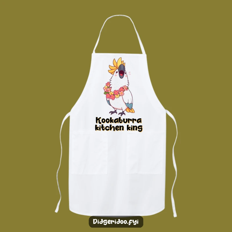 Funny Cockatoo Lei Apron: Cook to the Beat with this Joyful Tropical Bird
