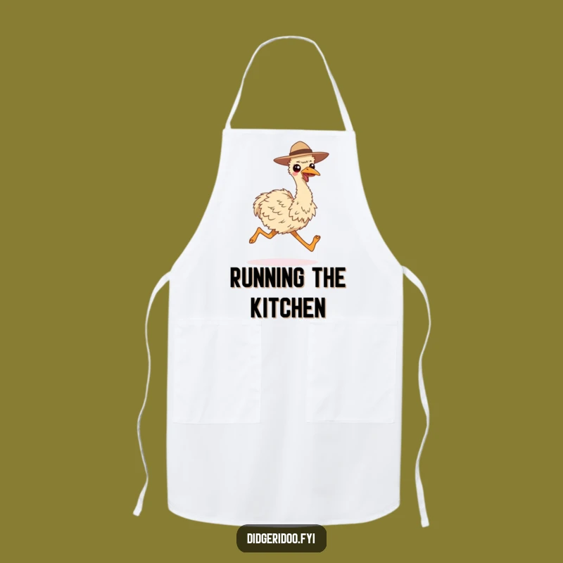Funny Smiling Emu Running Apron - Kitchen Energy Fun Gift