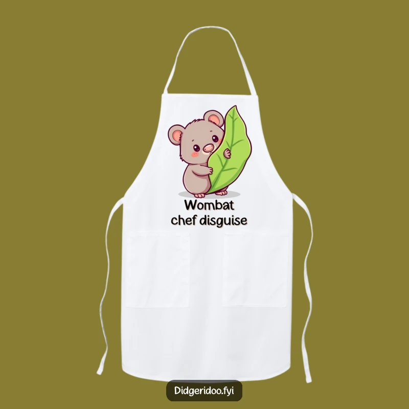 Funny Wombat Peeking Apron: Cook with Curiosity and Aussie Charm