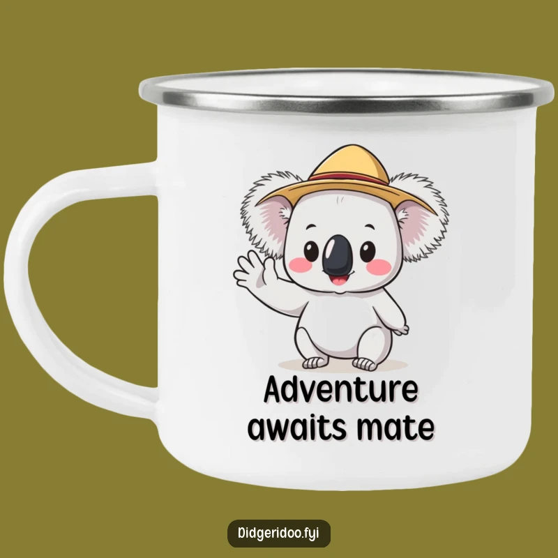 Funny Koala Akubra Wave Camping Mug: Enjoy Drinks with Hilarious Aussie Adventure