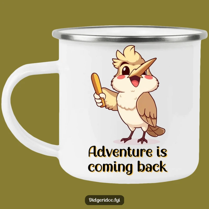 Funny Kookaburra Boomerang Camping Mug: Delighted Outdoorsy Character Gift