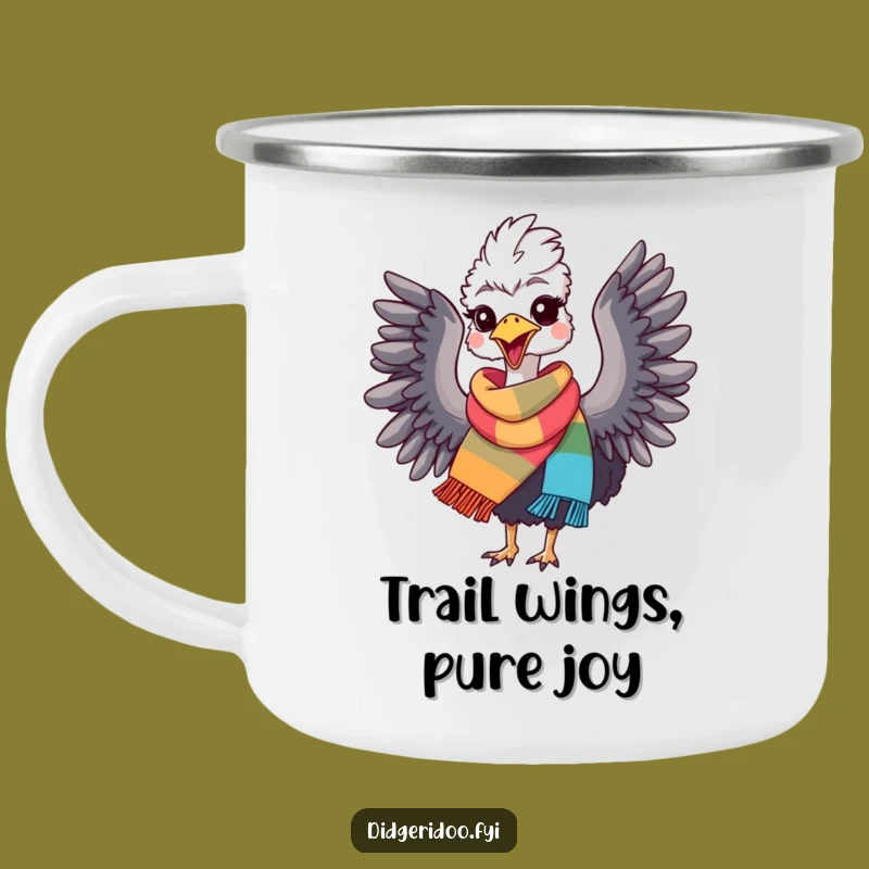 Funny Emu Delight Camping Mug: Rugged Bird in Scarf, Adventurous Funny Gift