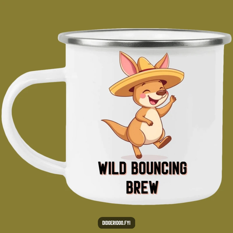 Funny Kangaroo Sombrero Camping Mug: Joyful Bouncing Adventure Fuel, Perfect Gift