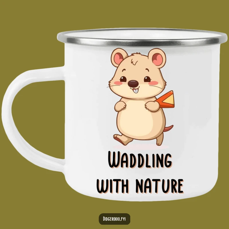 Funny Wombat Boomerang Camping Mug: Cheerful Aussie Companion for Outdoor Fun