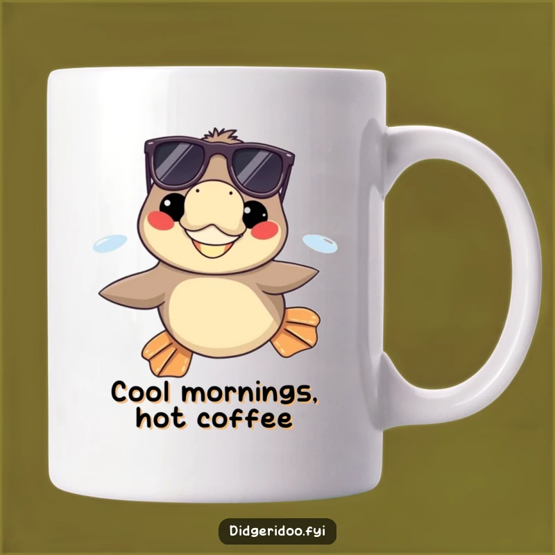 Funny Platypus Sunglasses Mug, Grinning Swimmer, Hilarious Aquatic Gift