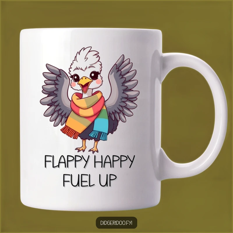 Funny Emu Delight Mug: Joyful Bird Wearing Scarf, Perfect Gift for Bird Lovers