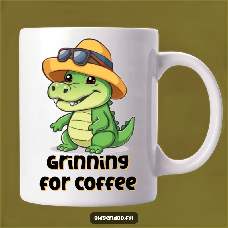 Funny Crocodile Mug: Cool Hat Grin, Chilling Reptile, Perfect Funny Gift!