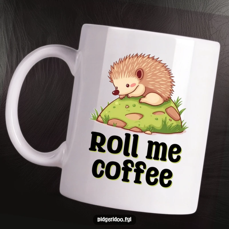 Funny cute echidna rolling playfully down a grassy hill, a joyful and hilarious animal mug.