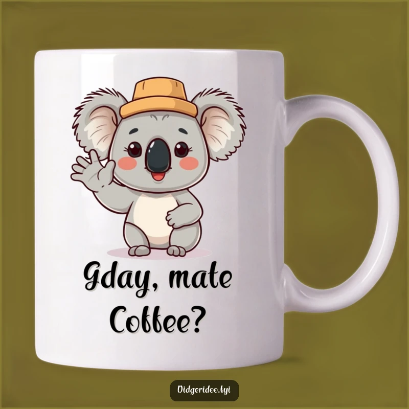 Funny Koala Cork Hat Wave Mug: A Cheerful Australian Animal Gift for Laughter