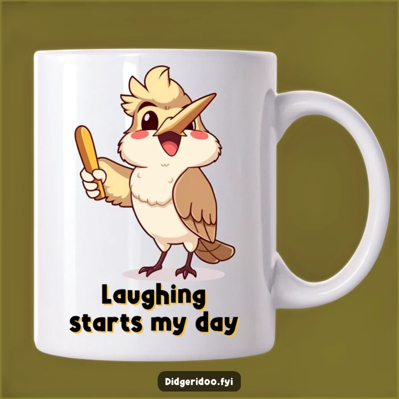 Funny Kookaburra Boomerang Mug: Delighted Aussie Character Gift