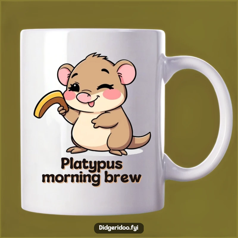 Funny Platypus Boomerang Mug - Winking Aussie Critter Gift for Quirky Fun