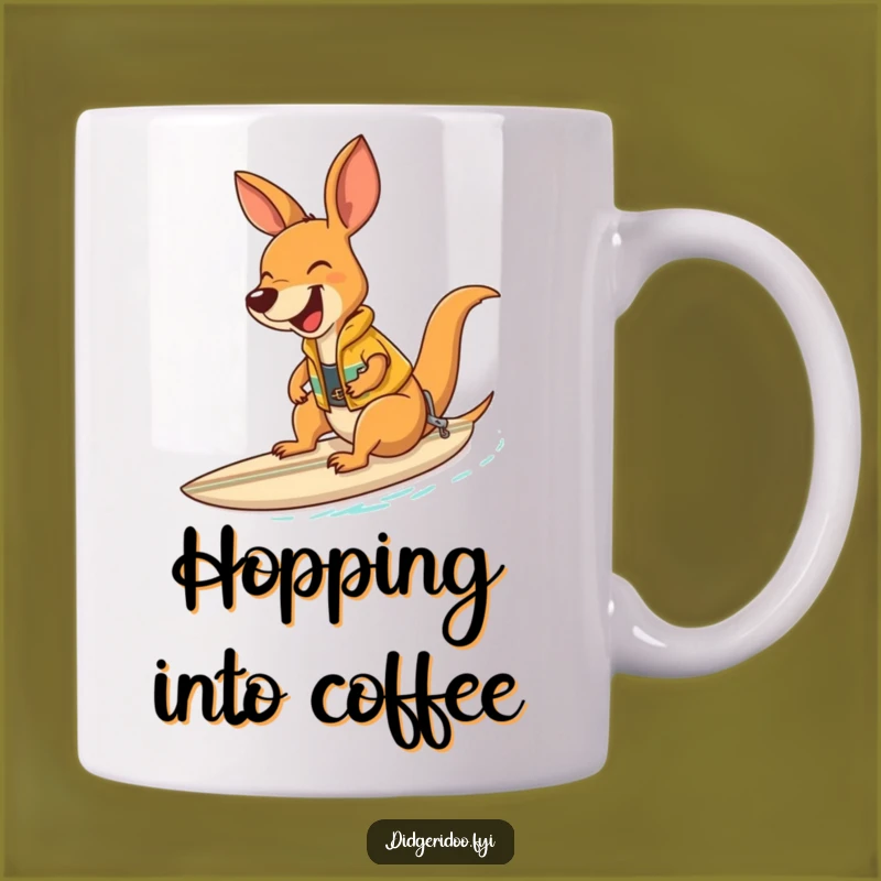 Funny Kangaroo Surfer Mug: Laughing Vest Rider Surf Gift