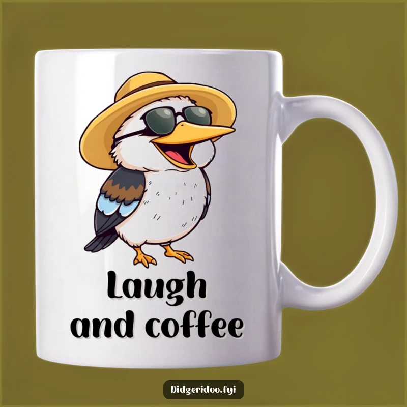 Funny Kookaburra Sun Hat Mug - Happy Laughing Bird, Perfect Funny Gift