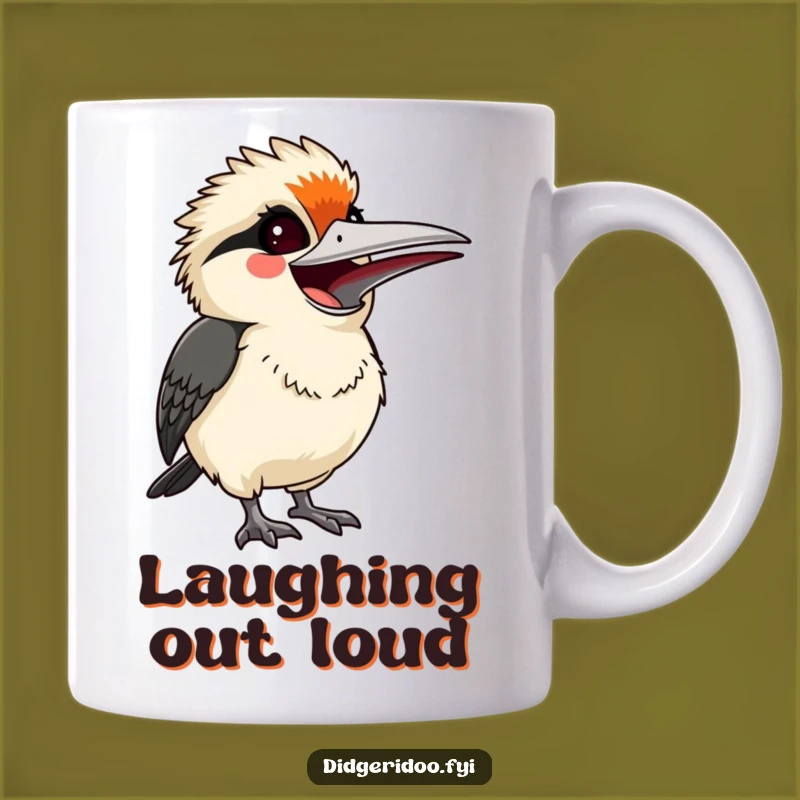 Funny Kookaburra Laugh Mug: Startled Joyful Bird, Hilarious Aussie Gift