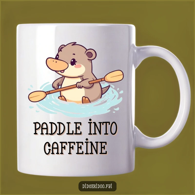 Funny Platypus Paddling Mug: Determined Aussie Humor for Your Morning