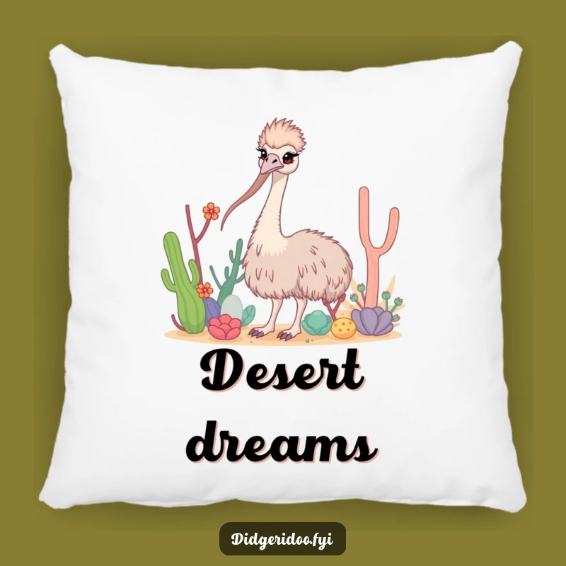 Funny Emu Desert Pillow: Soft Curious Long Neck Comfort Gift