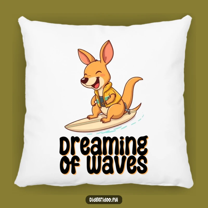 Funny Kangaroo Surfer Pillow: Cozy Vest Rider Accent Decor Gift