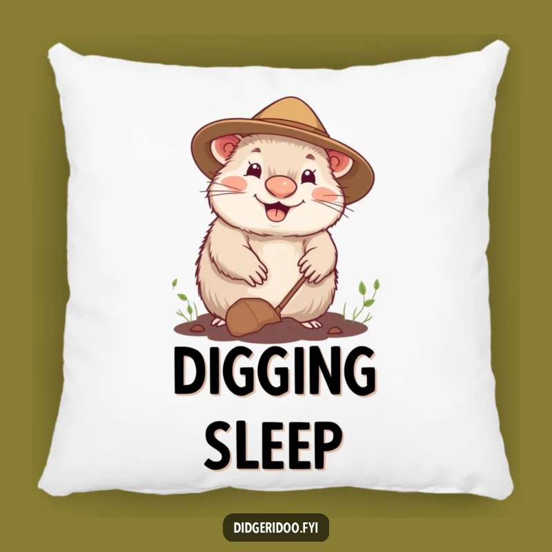 Funny Cheerful Wombat Gardening Pillow - Cozy Happy Accent Gift