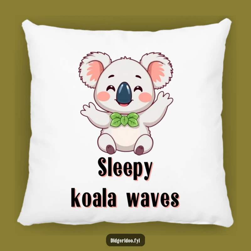 Funny Koala Eucalyptus Pillow: Cheerful Wave Comfort, Hilarious Animal Decor Gift