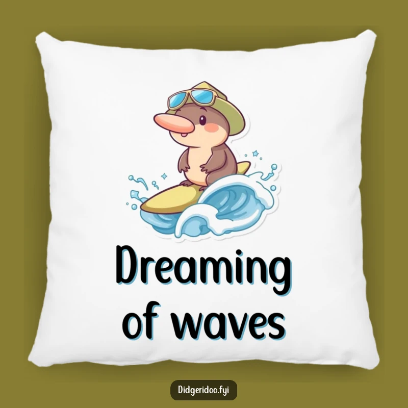 Funny Platypus Surfer Pillow: Cozy Comfort, Hilarious Aussie Character, Perfect Funny Gift Accent!