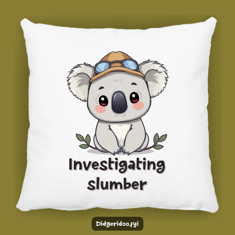 Funny Koala Detective Pillow - Cozy Comfort with a Hint of Mystery