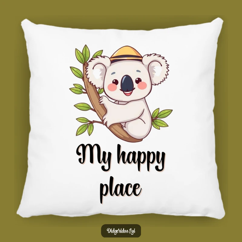 Funny Koala Hugging Eucalyptus Pillow, Cozy Plush Cushion, Hilarious Gift