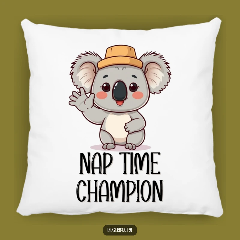 Funny Koala Cork Hat Pillow: Soft Aussie Wave Cushion, Perfect Humorous Gift