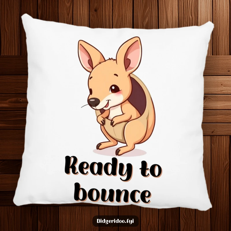 Funny Kangaroo Joey Pillow peeking from a pouch, playfully bouncing, offering comfort and a humorous Outback vibe.