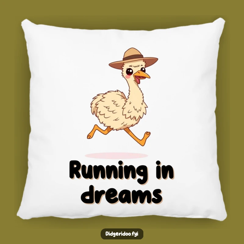 Funny Smiling Emu Running Pillow - Cozy Energetic Accent Gift