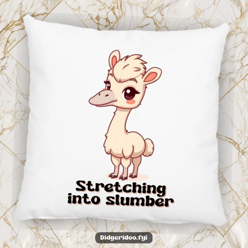 Funny emu pillow featuring a soft, plush bird stretching its long neck with a curious look, perfect for adding charm.