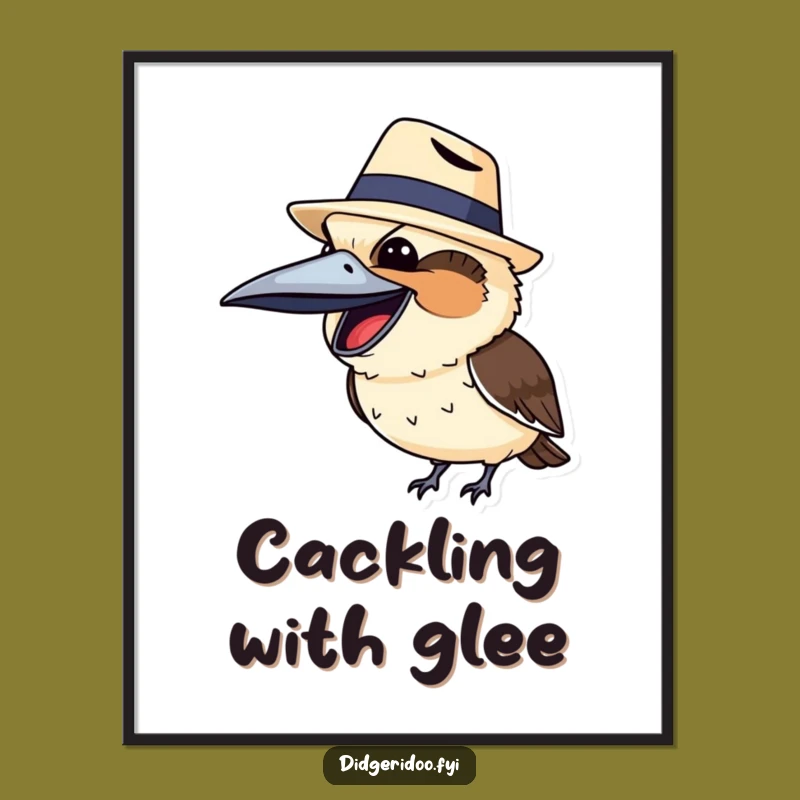 Funny Kookaburra Akubra Digital Art: Printable Laughs, Hilarious Aussie Scene, Perfect Funny Gift!
