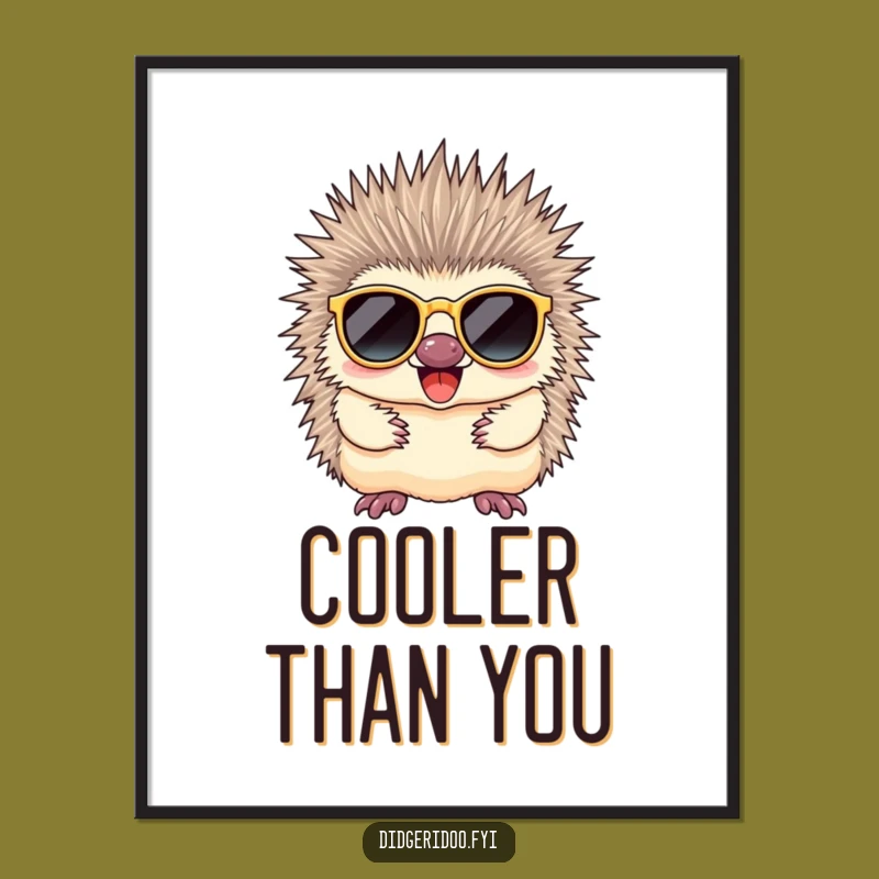 Funny Echidna Sunglasses Digital Art: Printable Coolness, Hilarious Aussie Style, Perfect Funny Gift!