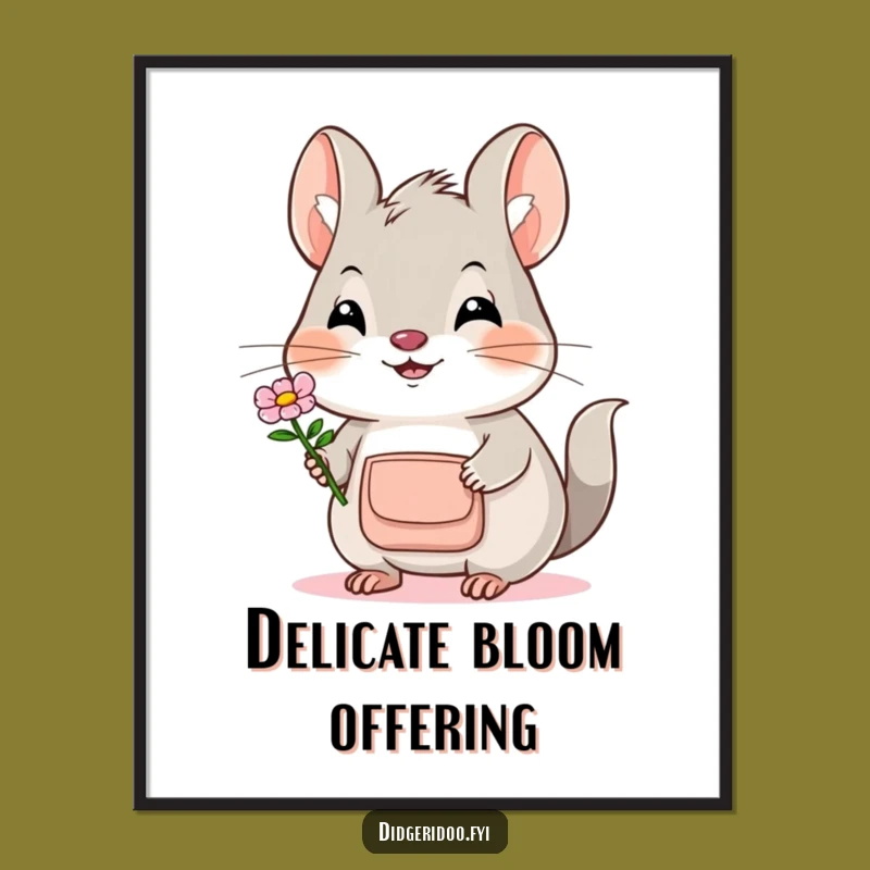 Funny Bilby Flower Digital Art Print: Instant Charm with this Sweet Marsupial Offering