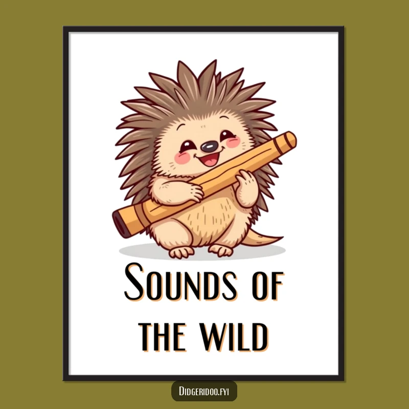 Funny Echidna Didgeridoo Digital Art - Playful Download for Musical Decor