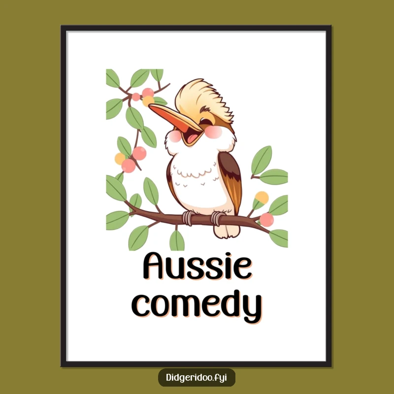 Funny Kookaburra Laughing Print: Jubilant Aussie Bird Art, Humorous Gift