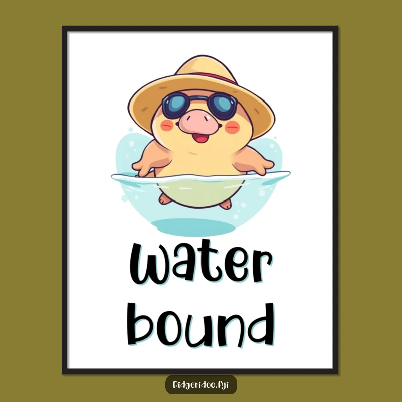 Funny Platypus Dive Sun Hat Print: Playful Aussie Animal Art, Humorous Gift