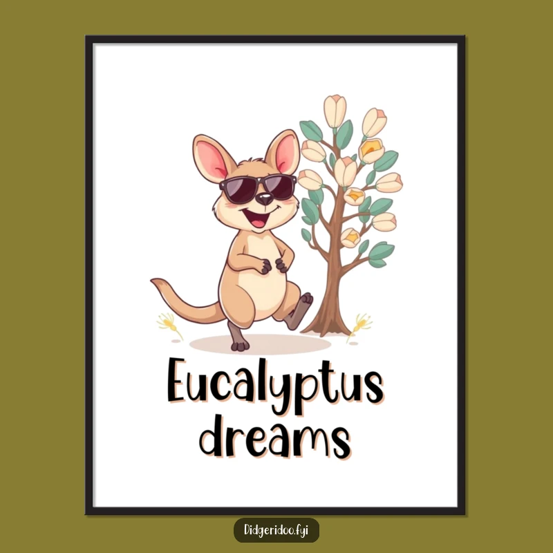 Funny Wallaby Sunglasses Digital Art: Instant Joyful Aussie Wall Decor Gift