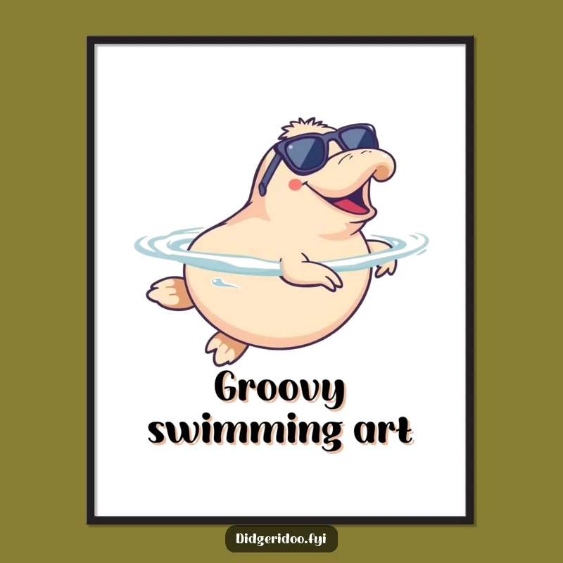 Funny Platypus Swim Digital Art: Bring Hilarious Aquatic Coolness to Your Space