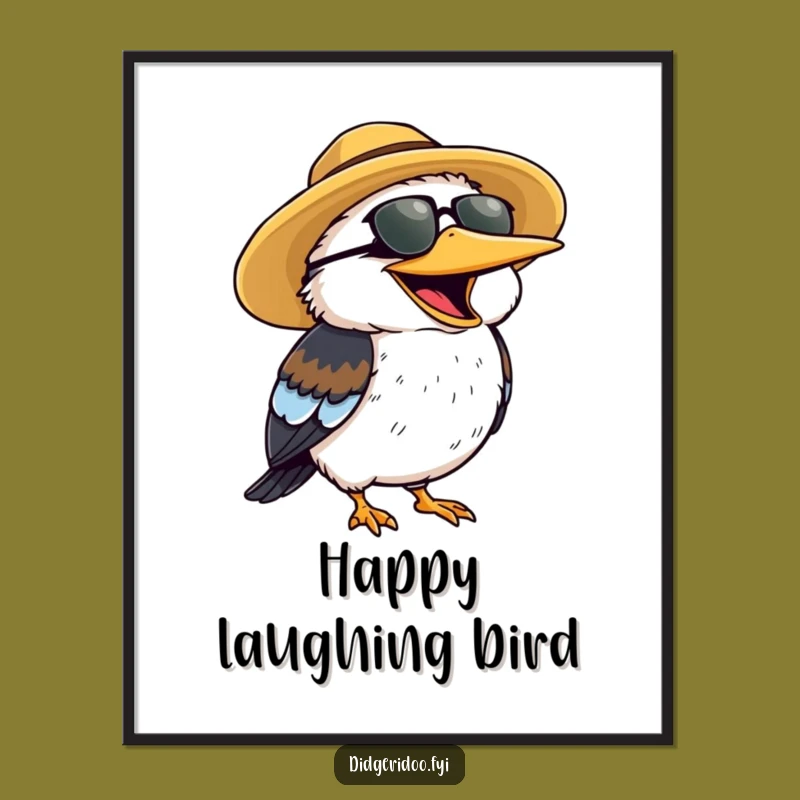 Funny Kookaburra Sun Hat Digital Art - Instant Cheerful Laughter Download, Perfect Gift