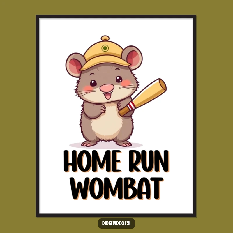 Funny Wombat Cricket Digital Art Print - Instant Sports Fun, Enthusiastic Player Decor, Perfect Funny Gift!