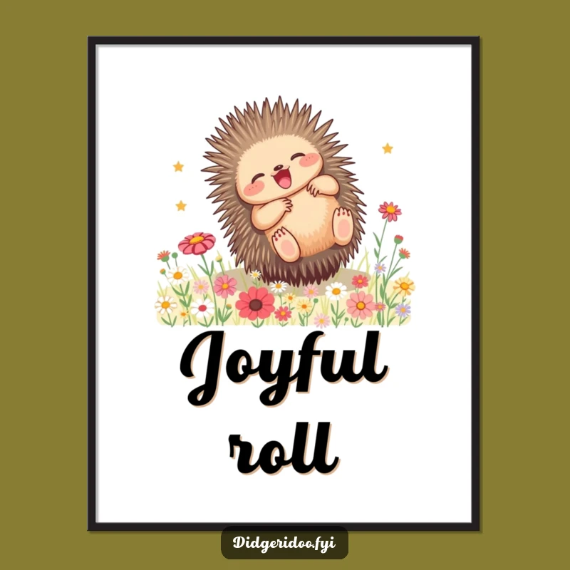 Funny Echidna Wildflower Digital Art: Playful Nature Decor, Instant Gift