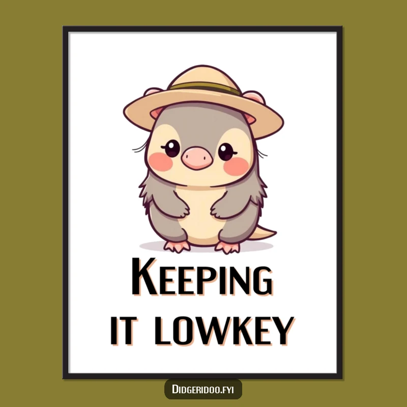 Funny Platypus Hat Digital Art: Shy Character Print for Subtle Decor