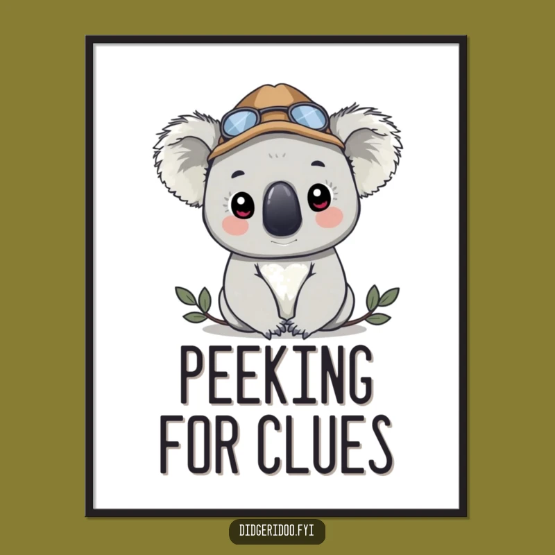 Funny Koala Detective Digital Art - Instant Mystery for Your Walls