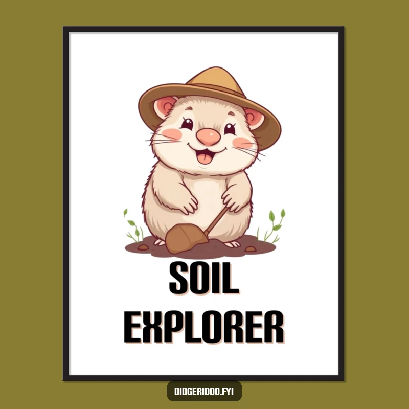 Funny Cheerful Wombat Gardening Digital Art Print - Instant Happy Nature Gift