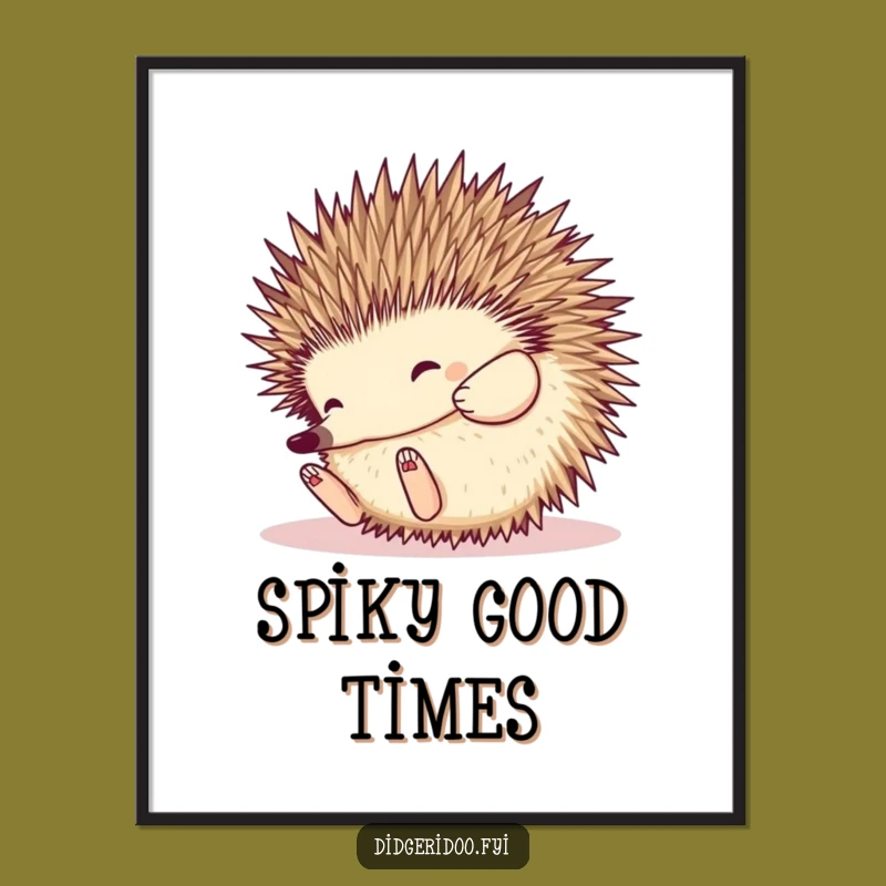 Funny Echidna Rolling Print: Playful Spiky Ball Art, Humorous Gift